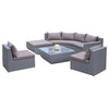 GDF Studio 7-Piece Lakeshore Sectional Sofa Set, Gray/Brown