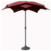 Outdoor Patio Lotus Umbrella With Hand Crank, Burgundy, 8.2'