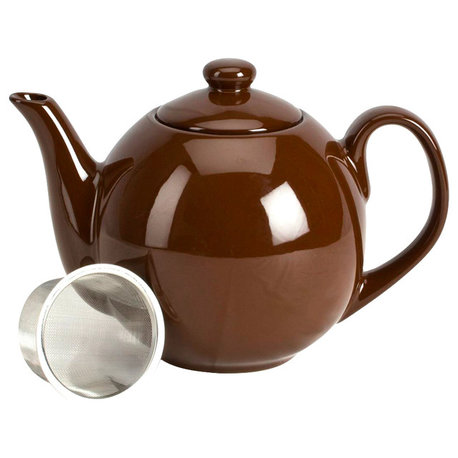 Teapot With Infuser, 40 oz, Dark Brown