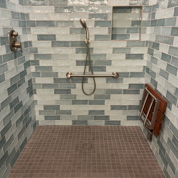 MASTER BATHROOM - Multi-Color 3" x 12" Subway Tile / 2" x 2" Mosaic Shower Floor