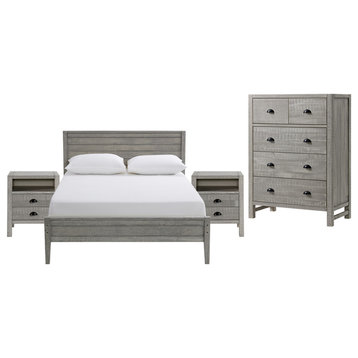Windsor4-Piece Bedroom Set With Panel, Driftwood Gray, Full