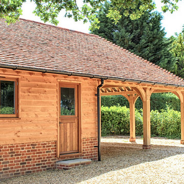 3 Bay Oak Garage with Storage Room