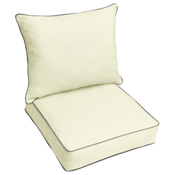 Sunbrella Canvas Natural Outdoor Deep Seating Pillow and Cushion Set, 25x25