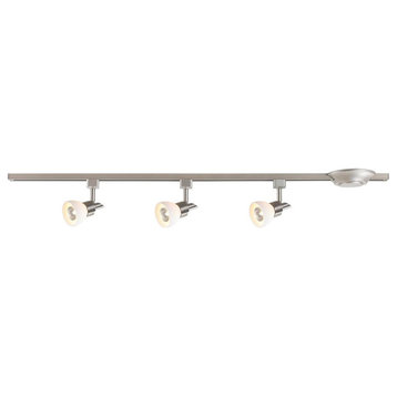 Brushed Nickel With Frosted Glass 3-Light Linear Track Lighting Kit