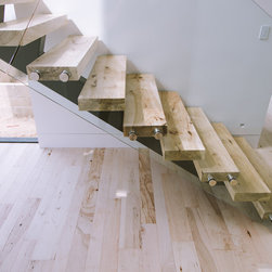 Bleached Southern Pecan stairs. - Wood Flooring