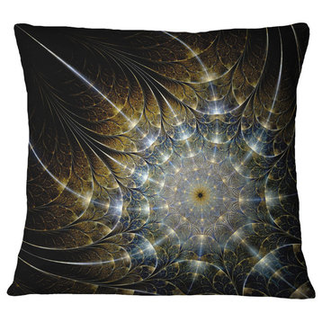 Symmetrical Brown Fractal Flower Abstract Throw Pillow, 18"x18"