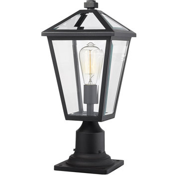 Talbot 1 Light Post Light or Accessories, Black, Clear Beveled Glass