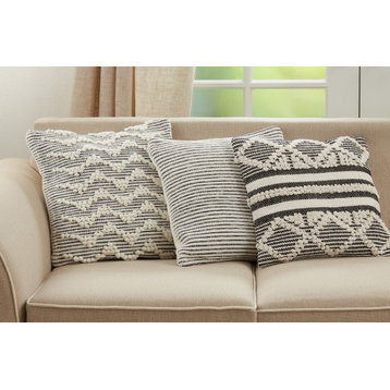 Poly-Filled Throw Pillow With Chevron Textured Design