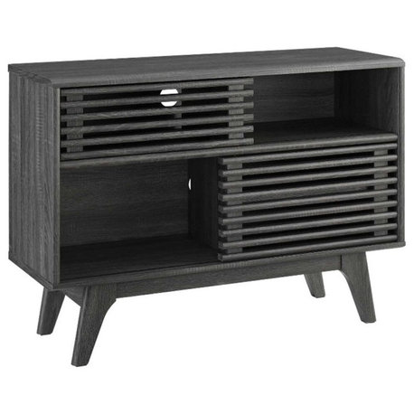 Modway Render Modern Style Particleboard Wood Display Stand in Charcoal