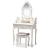 Bowery Hill Contemporary White Finished Wood 2-Piece Vanity Table