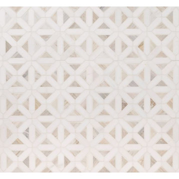 Angora Geometric Pattern 12X12 Polished Marble Mosaic, 10 Sheets