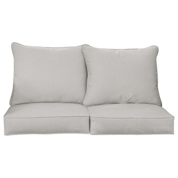 Sunbrella Outdoor Loveseat Pillow and Cushion Set, Ivory, 23.5"Wx23"Dx5"H