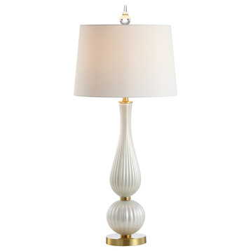 Gillian 33.7" Glass LED Table Lamp, White