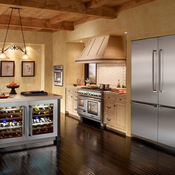 Thermador Stainless Steel Luxury Appliances in Mediterranean Kitchen