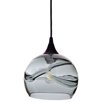 Swell Pendant Form No. 767, Gray Glass Shade, Black Hardware, 4W LED