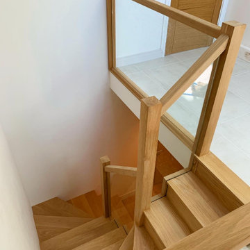 Oak cut string staircases