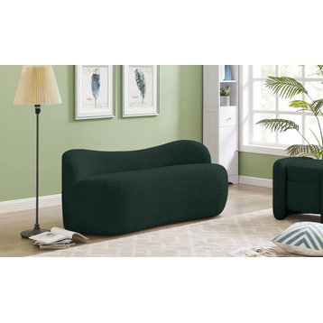 Flair Boucle Fabric Upholstered Bench, Green