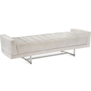 Luca King Bench - Pearl, Polished Nickel