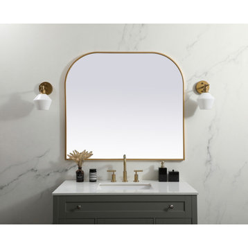Elegant Decor Metal Frame Arch Mirror 42X38" in Brass
