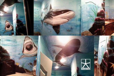 Underwater Scene Shark Mural