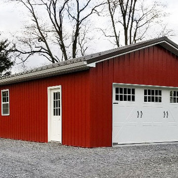 Red 1-Car Garage with Snow Guards