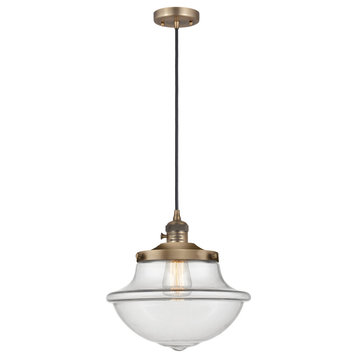 Oxford Mini Pendant With Switch, Brushed Brass, Clear