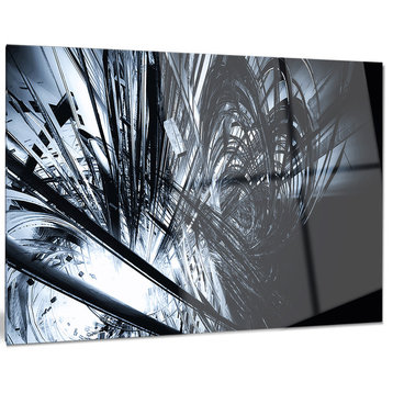 "3D Abstract Art Black White" Glossy Metal Wall Art, 40"x30"