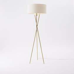 Mid-Century Tripod Floor Lamp - Antique Brass - Floor Lamps