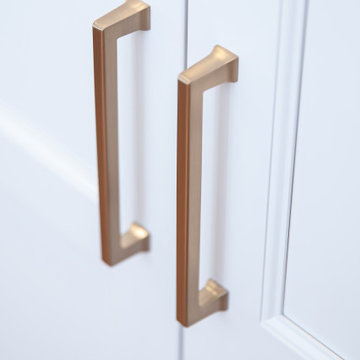 Brushed Brass Cabinet Hardware Detail – Hamilton MA Kitchen