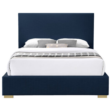 Crosby Linen Upholstered Bed, Navy, Queen