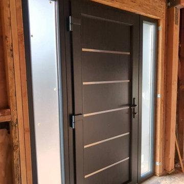 Modern exterior metal-plastic door | Manux 8415 Grey | 54 x 80
