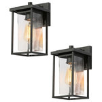 LNC - LNC Modern 1-Light Black Outdoor Wall Light With Seeded Glass, Set of 2 - Clean lines and clear glass panels bring the matte black outdoor wall lantern into the modern era. Add a touch of modern-inspired flair to the exterior of your home with this clean-lined outdoor wall lantern. With its classic black finish and clear glass panes, the minimalistic design of this wall lantern complements any decor making it the ideal piece for all your outdoor lighting needs. This product is perfect for indoor and outdoor spaces including doorways, porches, and entryways.