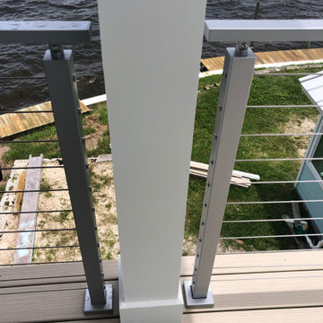 Steel Mono Stringer & Butcher Block Treads w/ Cable Rail
