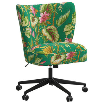 Red from Scalamandre Newton Office Chair, Tropical Flora Green