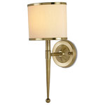 Currey & Company - Primo Cream Brass Wall Sconce - The Primo Cream Brass Wall Sconce was inspired by mid-century stylistic notes. The finish of this sconce takes on added sophistication thanks to the matching trim on its lovely cream shade. The sconce is available in several finishes and with several shade colors.