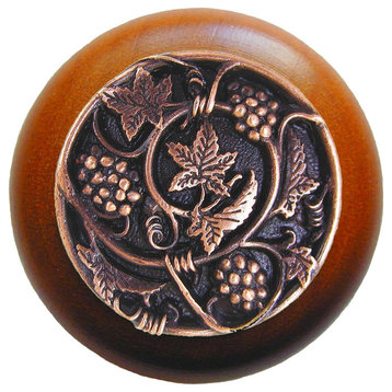 Notting Hill Grapevines/Cherry Wood Knob - Antique Copper