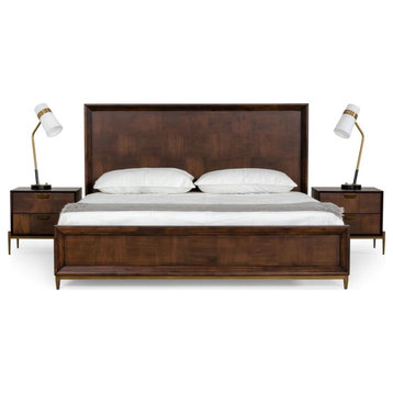 Howard Modern Acacia and Brass Bed, King