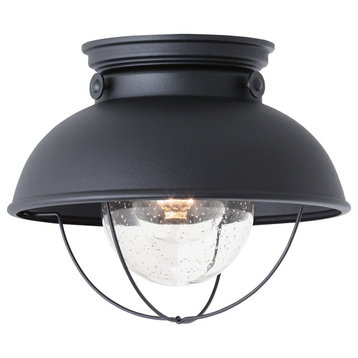 Sea Gull Lighting 1-Light Outdoor Flush Mount, Black