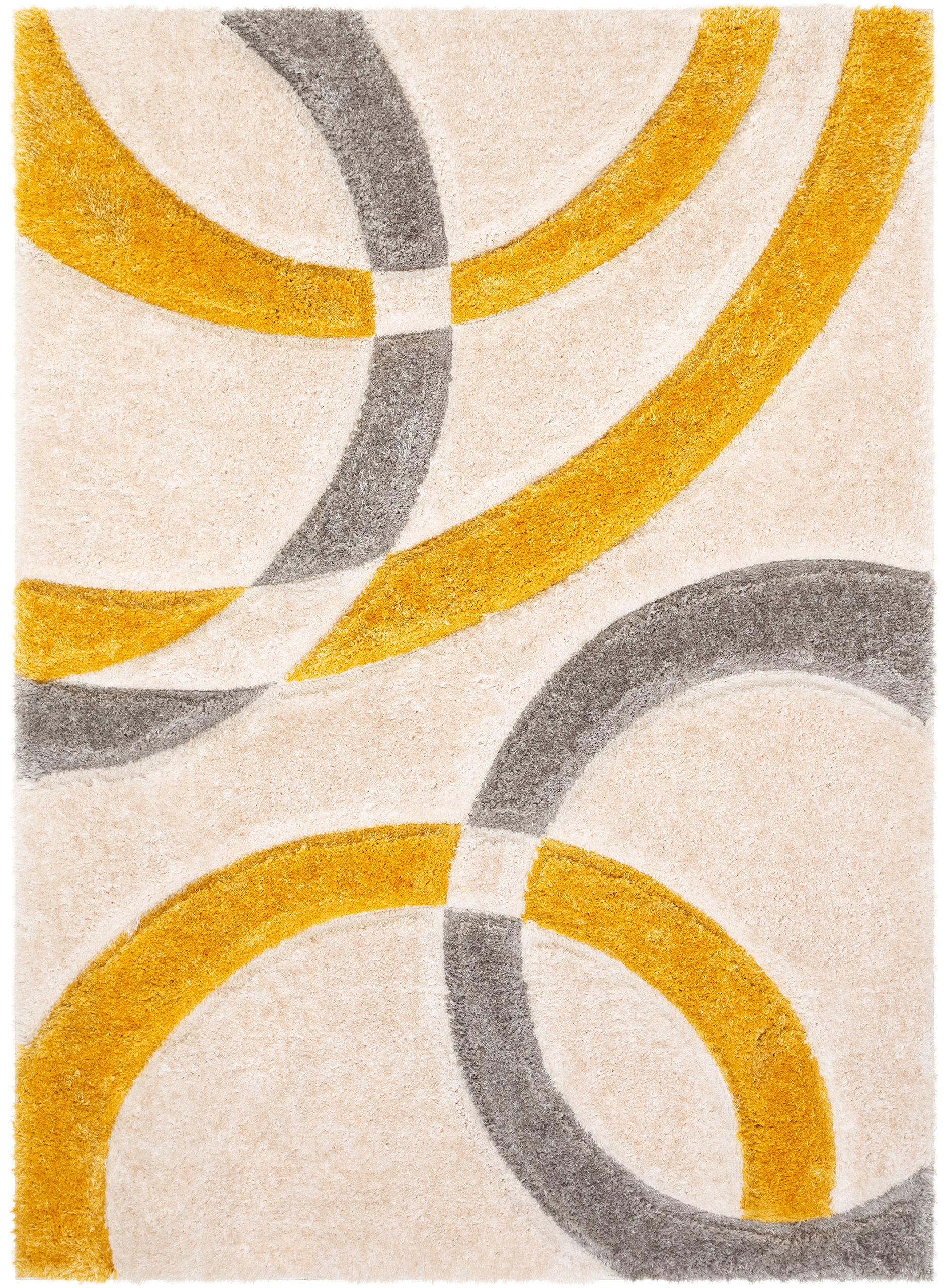 Well Woven San Francisco Bevel Modern Geo Abstract Arcs Yellow Shag ...