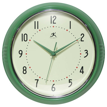 12 Inch Round Retro Wall Clock, Green