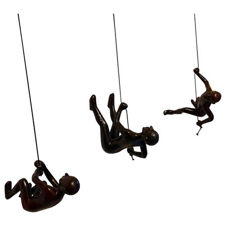 Climbing Man Wall Art Position 1,2,3 , Choco, Black Color