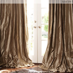 DrapeStyle, Inc. - Solid Silk Custom Drapery in Platinum - Curtains