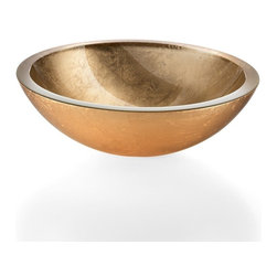 Acquaio 53696.30 Round Vessel Bathroom Sink in Gold 16.7" - Bathroom Sinks