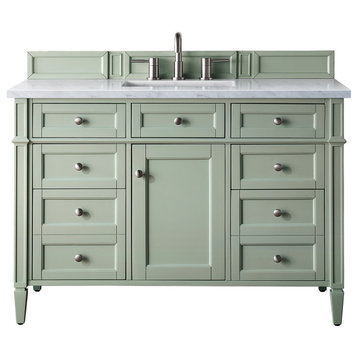 Brittany 48" Sage Green Single Vanity w/ 3 CM Arctic Fall Solid Surface Top