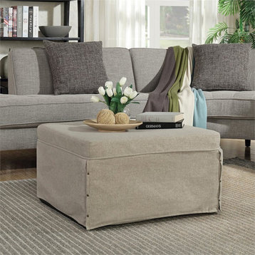 Convenience Concepts Designs4Comfort Twin Folding Bed Ottoman in Beige Fabric