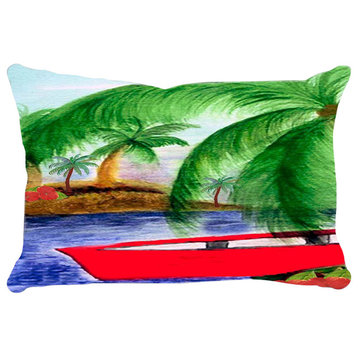 Sailboats, Nautical Art Lumbar Throw Pillows, Red Bayou Boat