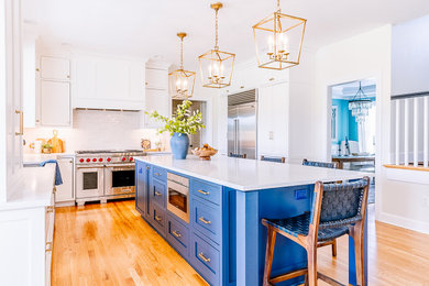 Example of a transitional kitchen design in New York