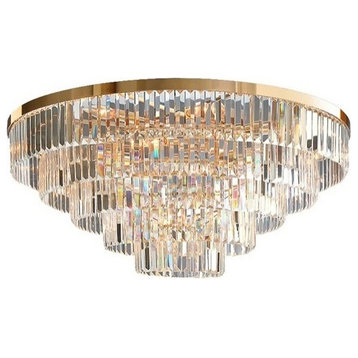 Contemporary gold crystal ceiling chandelier for living room, bedroom, 2 Layers