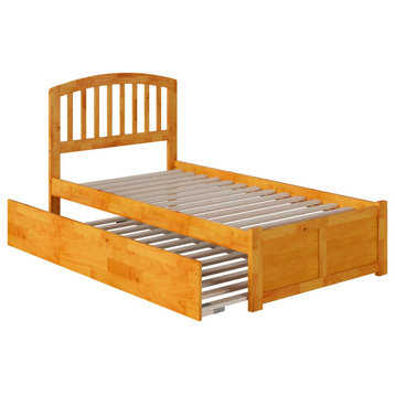 Afi Richmond Twin Size Bed With Panel And Twin Size Trundle, Caramel Latte
