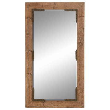 Brown Rustic Wood Wall Mirror, 70" x 40"